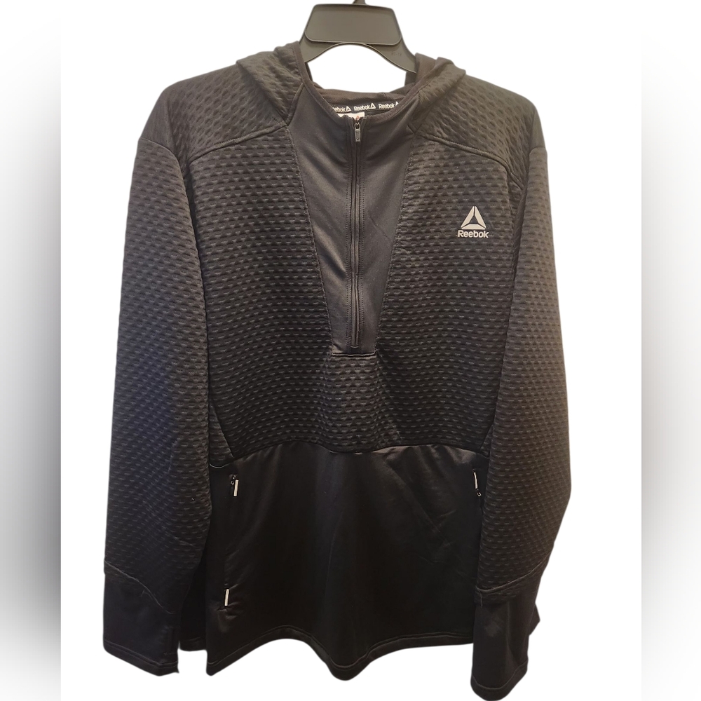 Reebok Black Half Zip-Up Pullover Hoodie